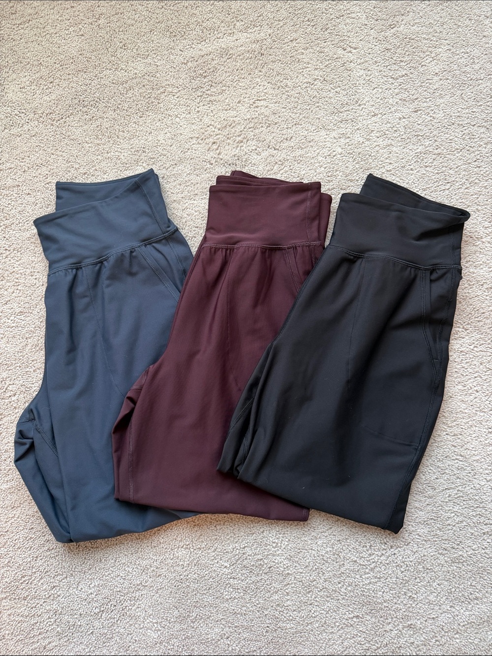 Old Navy High-Waisted PowerSoft Pocket
Joggers Trio — Black, Maroon & Navy